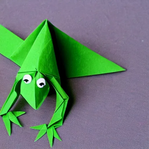 Image similar to kermit the frog as origami