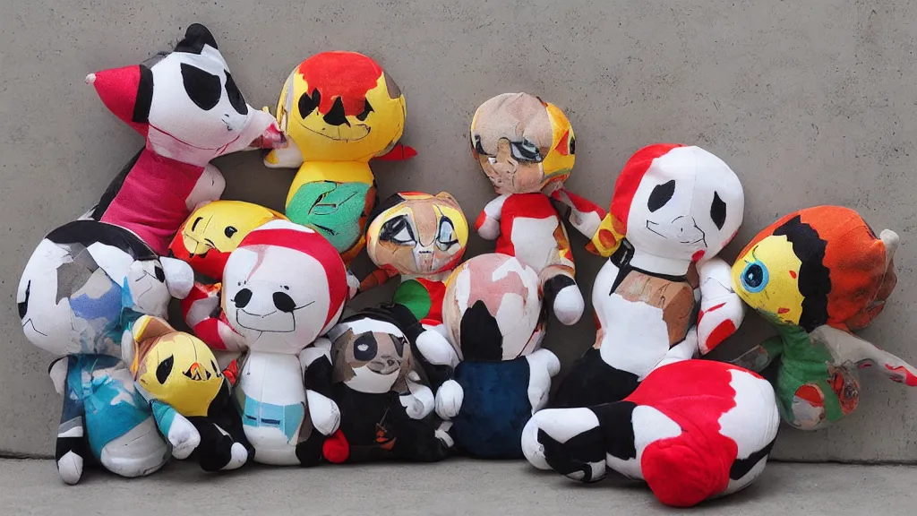 Image similar to street art reproachful plushie toy stadium