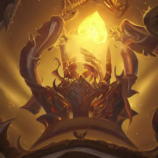 Prompt: glowing king's scroll paper floating in the air, epic fantasy art, in the style of hearthstone artwork