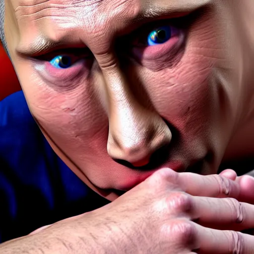 Image similar to vladimir putin kisses a bear, french kiss, lovely, insane details, clear face and eyes, textured, 8 k, professional photography