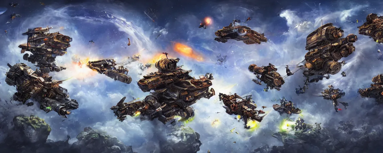 Prompt: fantasy monkey war in space, concept art, 4 k