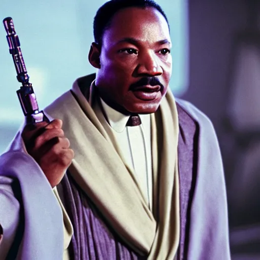 Image similar to martin luther king as mace windu in star wars, 8k resolution, full HD, cinematic lighting, award winning, anatomically correct