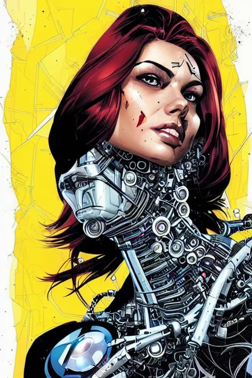 Image similar to a portrait of a beautiful cybernetically enhanced woman, by marvel comics and sandra chevrier