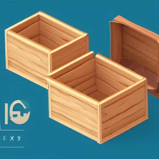 Prompt: cubby isometric crate 3 d icons for mobile game, stylized, blue scheme, octane render, studio lighting