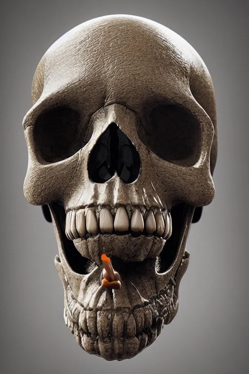 Prompt: portrait of a skull smoking a cigar, intricate, abstract, intricate artwork, nightmare fuel by tooth wu wlop beeple dan mumford, octane render