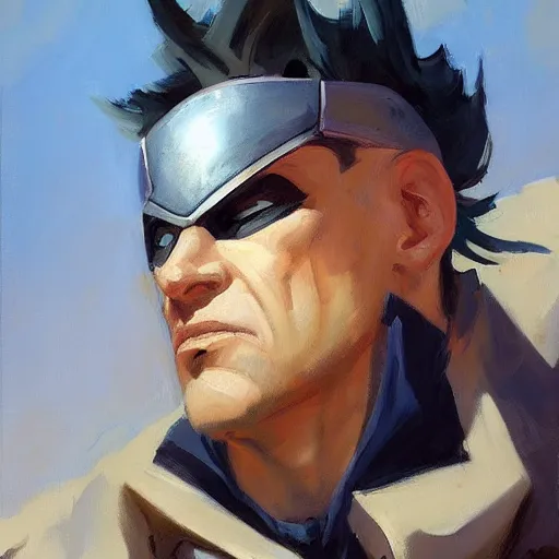 Image similar to greg manchess portrait painting of the sandman as overwatch character, medium shot, asymmetrical, profile picture, organic painting, sunny day, matte painting, bold shapes, hard edges, street art, trending on artstation, by huang guangjian and gil elvgren and sachin teng