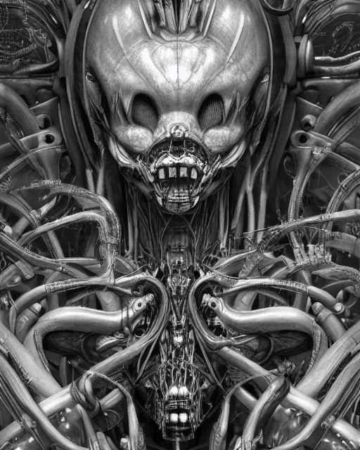 Image similar to Engineer from Prometheus by Yoshitaka Amano, by HR Giger, biomechanical, profile portrait, 4k, wide ayes, hyper detailed, hyperrealism, anime