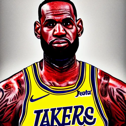 Prompt: a hyperdetailed digital oil portrait painting of Lebron James