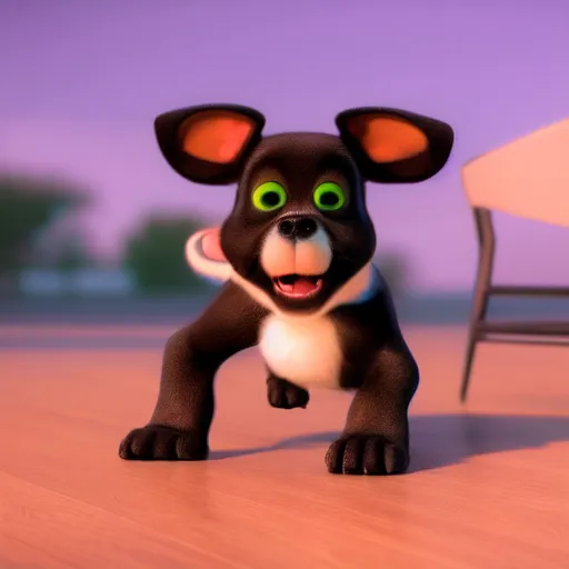 Image similar to cute puppy dancing, pixar, smooth, disney, soft, octane render