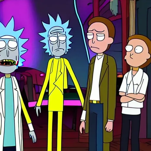 Image similar to rick and morty played by christopher walken and michael cera live action 4 k movie