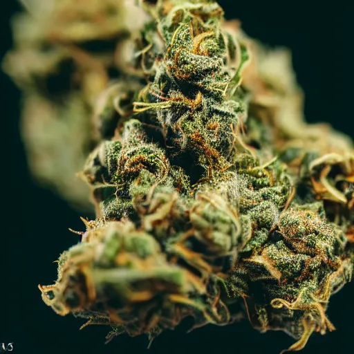 Image similar to Macro photo of thc covered marijuana bud, purple hairs,