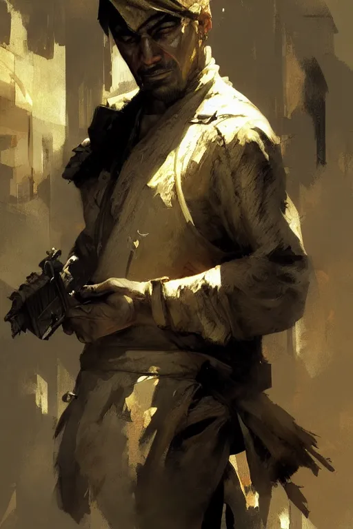 Prompt: assassin, painting by alphonse murac, craig mullins, collaborative artwork, detailed