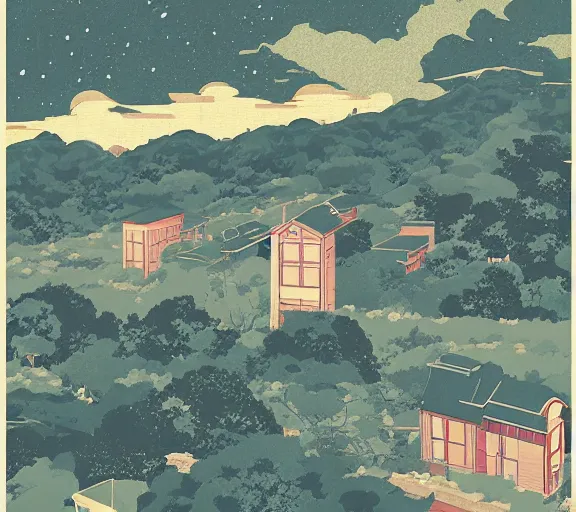 Prompt: horizontal landscape by sachin teng, hasui kawase