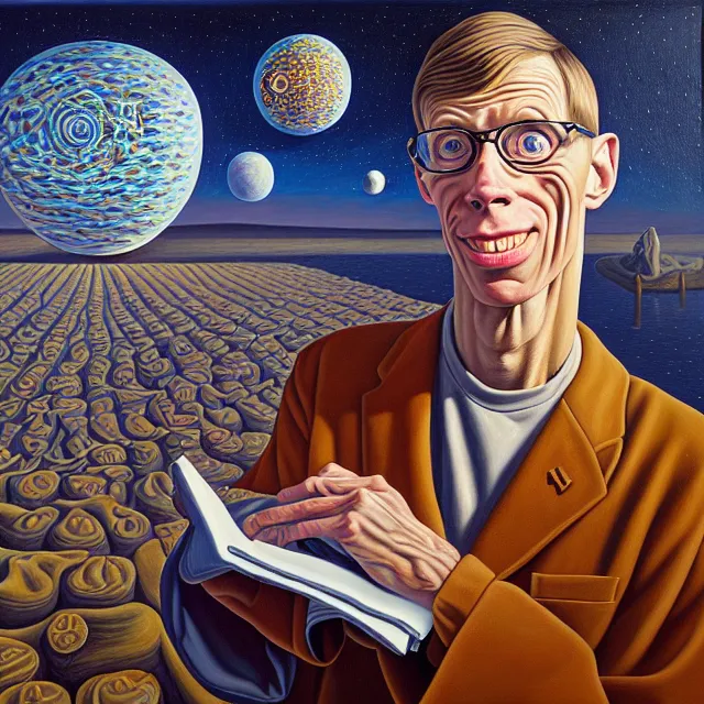 Image similar to an oil on canvas portrait painting of john carmack, surrealism, surrealist, cosmic horror, rob gonsalves, high detail