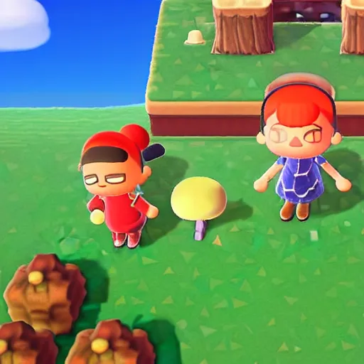 Prompt: screen shot of carpet bombing in animal crossing, large explosions, fire, chaotic