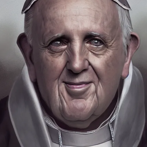 Image similar to a beautfiul award winning commission portrait of pope francis with tattoos,digital art,art by greg rutkowski,character design by charles bowater,photorealistic,ross tran,hyperdetailed,detailed face,fascinating,2021,western comic style