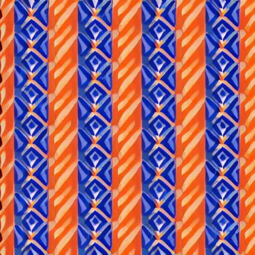 Image similar to textile pattern orange diagonal stripes with thin blue and white lines, high quality 2d