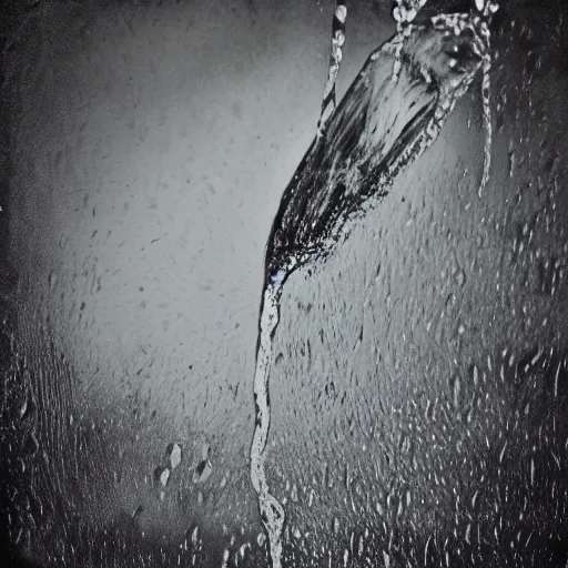 Prompt: Soaking wet soggy fish stick drenched with a stream water from a faucet on a moist wet plate dripping with water very wet fish sticks macro lens