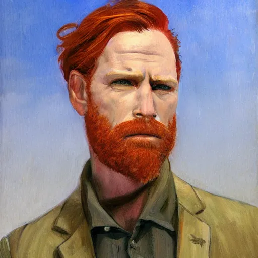 Prompt: a portrait of a redhead man, by david palumbo