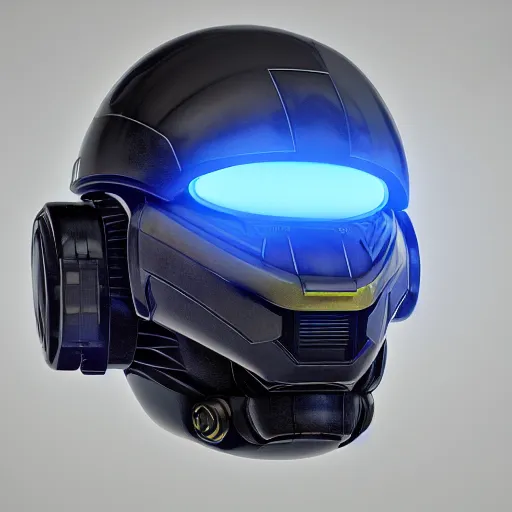 Image similar to sci-fi, helmet design, halo, duke-nuken, science-fiction, robot head, octane-render, cgi, blender, cinema-4d, maya, cgi, redshift