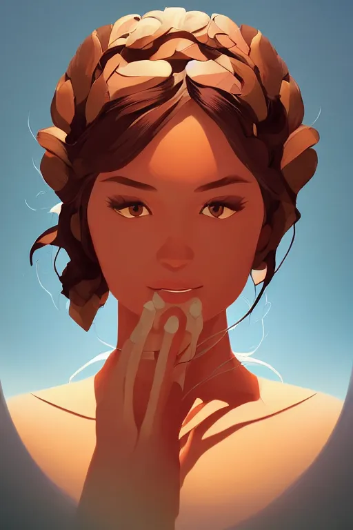 Prompt: face icon vector minimalist portrait goddess gaea, loftis, cory behance hd by jesper ejsing, by rhads, makoto shinkai and lois van baarle, ilya kuvshinov, rossdraws global illumination