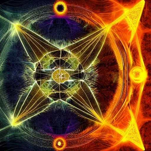 Image similar to Chaos magician programming an ethereal construct from the solar plexus in the ethereal plane digital art