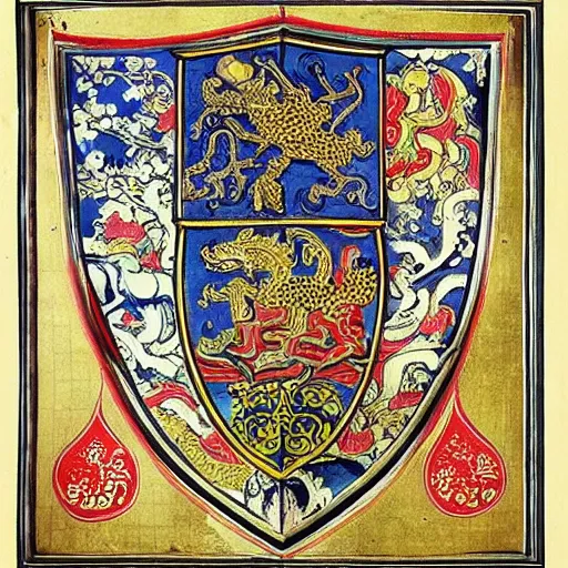 Image similar to “ medieval asian heraldry, highly detailed, painted, realistic, historical, coat of arms, high definition, intricate, epic ”