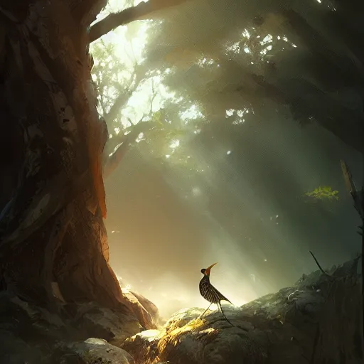 Prompt: hoopoe in avila pinewood, 4 k, concept art, by wlop, ilya kuvshinov, artgerm, krenz cushart, greg rutkowski, pixiv. cinematic dramatic atmosphere, sharp focus, volumetric lighting, cinematic lighting, studio quality