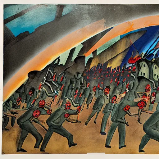 Image similar to fall of saigon by otto dix, claymation