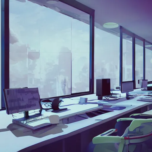 Image similar to inside an accountant's office, artwork by beeple,