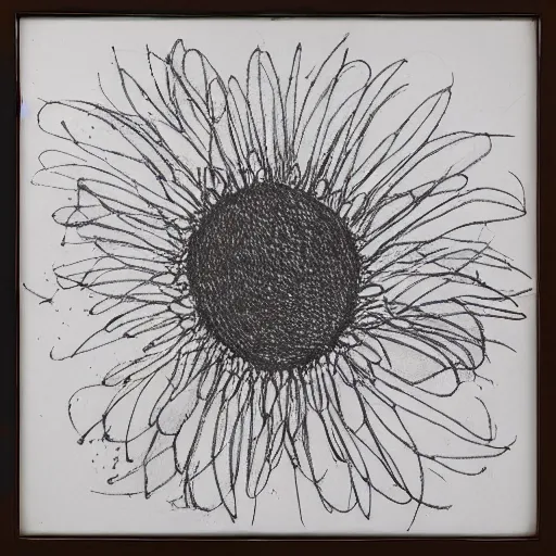 Prompt: a drawing on squared paper representing flower and stain and scribbles by cy twombly, gallery art, contemporary