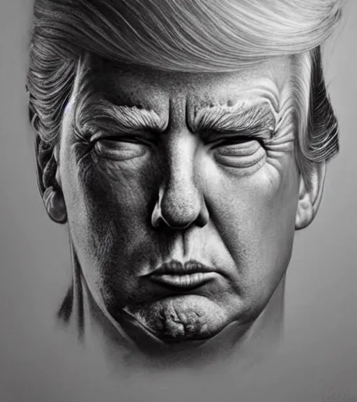 Prompt: trump, beautiful piercing eyes, realistic face, black and white drawing, in the style of greg rutkowski, fantasy, amazing detail, epic, intricate, elegant, smooth, sharp focus