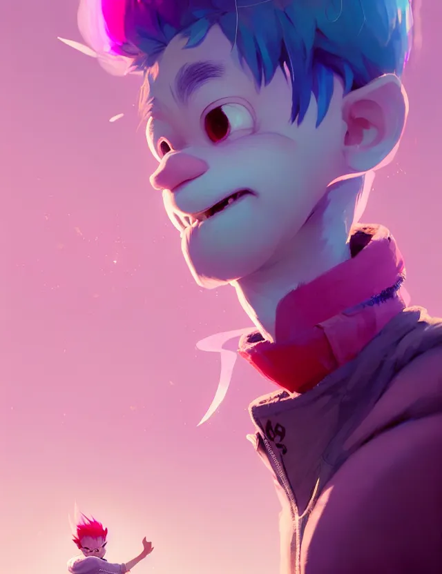 Image similar to a beautiful portrait of a cute boy with pink hair wearing tshirt and leggings under shorts in a city. character design by cory loftis, fenghua zhong, ryohei hase, ismail inceoglu and ruan jia. artstation, volumetric light, detailed, photorealistic, fantasy, rendered in octane