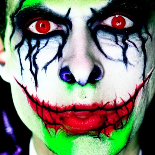 Image similar to playboi carti with scary face paint inspired by the joker 4 k detailed super realistic