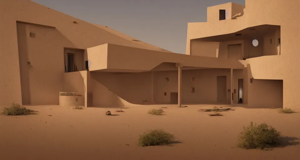 Image similar to contemporary house in the sahara desert, greg rutkowski, 4 k, matte painting, concept art, artstation