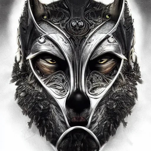 Prompt: Very very very very highly detailed epic photo of face with werewolf venetian mask, intricate, dystopian, sci-fi, extremely detailed, digital painting, artstation, concept art, smooth, sharp focus, illustration, intimidating lighting, incredible art by Artgerm and Vincent di Fate