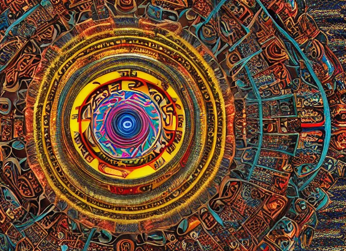 Image similar to hyperrealism, detailed textures, photorealistic 3 d render, a coloured beautiful tibetan kalachakra mandala, ultra realistic, ultra high pixel detail, cinematic, intricate, cinematic light, concept art, illustration, art station, unreal engine 8 k