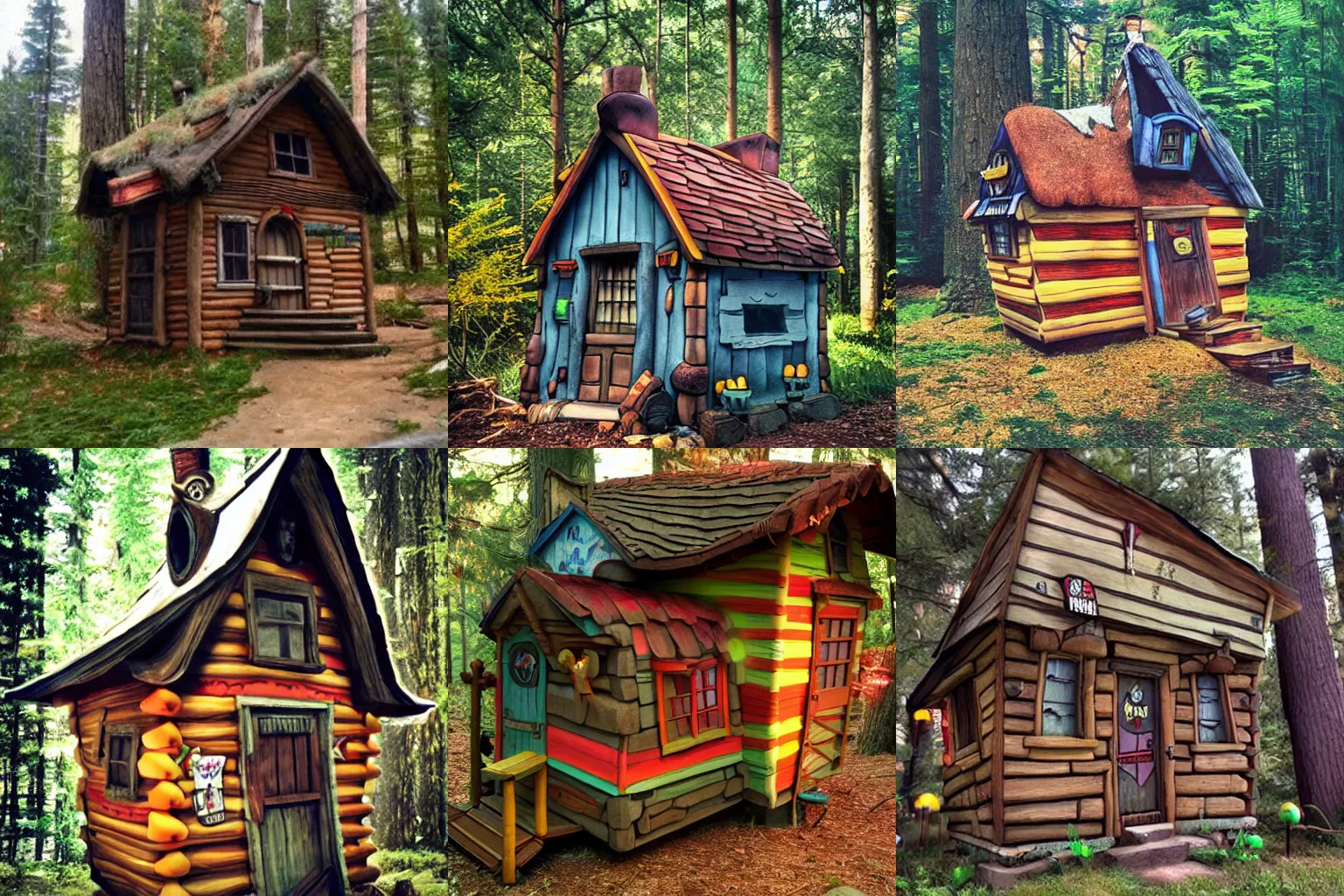 Prompt: Gravity Falls Shack in real life