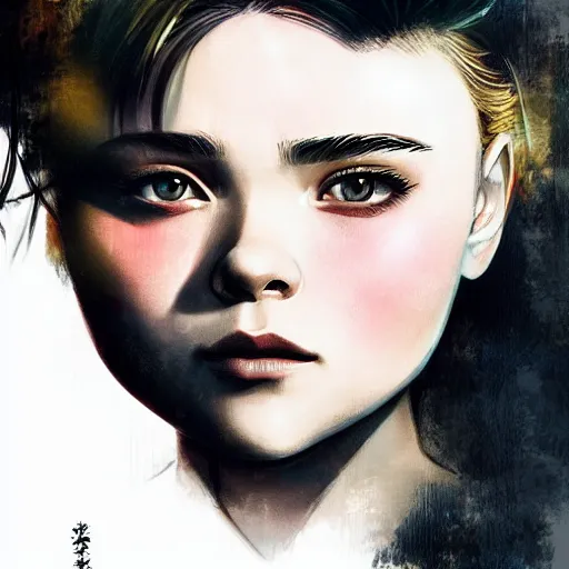 Prompt: chloe grace moretz portrait as manga girl, realistic shaded perfect face, fine details. anime. realistic shaded lighting poster by ilya kuvshinov katsuhiro otomo ghost - in - the - shell, magali villeneuve, artgerm, jeremy lipkin and michael garmash and rob rey