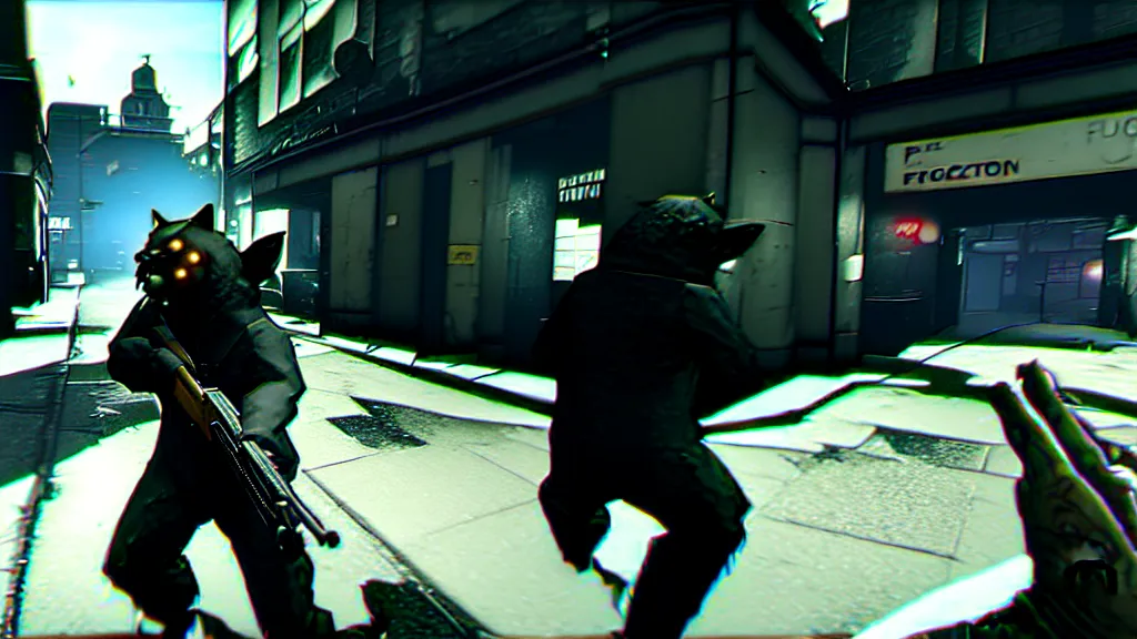 Prompt: screenshot from the pc game payday 2 demonstrating the fursuit unlock - hoxton? more like foxton.