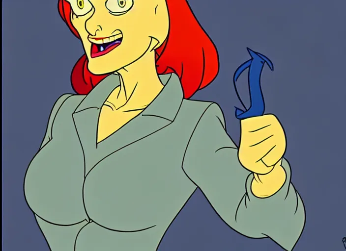 Prompt: dana scully in dragon's lair, shaded cartoon cel, animation model, sharp detail, thin linework, beautifully animated, technically accurate, realistic anatomy, in the style of don bluth, filmation, toei animation, studio trigger, 5 k, hd