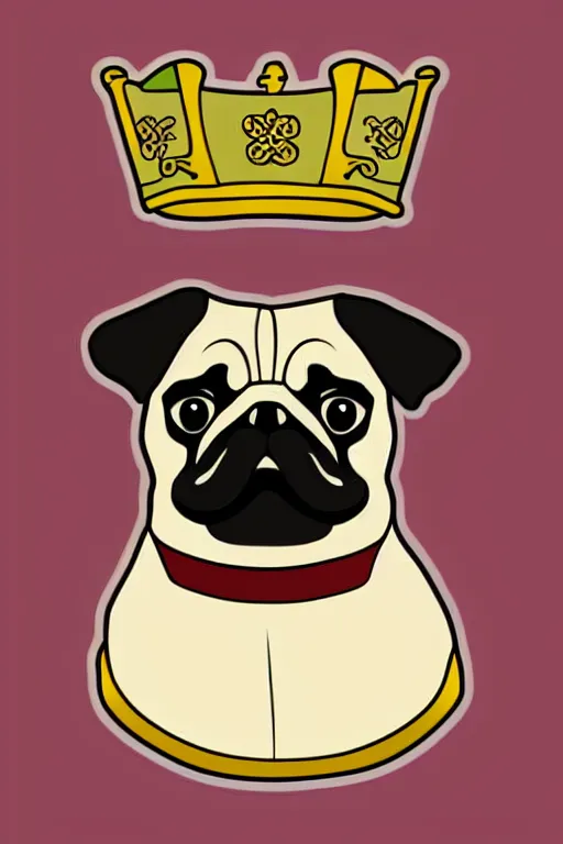 Image similar to Portrait of a pug as the pope, medieval, sticker, colorful, illustration, highly detailed, simple, smooth and clean vector curves, no jagged lines, vector art, smooth