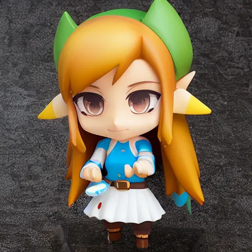 Image similar to high quality portrait flat matte painting of cute girl in the style of nendoroid and Toon Zelda , flat anime style, thick painting, medium close-up