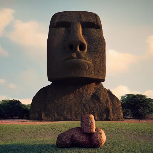 Image similar to a moai statue giving a ted talk, intricate artwork by tooth wu and wlop and beeple, octane render, hyper realism, 8 k
