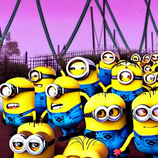 Prompt: minions on a roller coaster, concept art, highly detailed, digital art