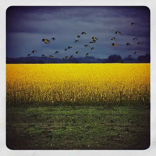 Image similar to “bird by yellow field”