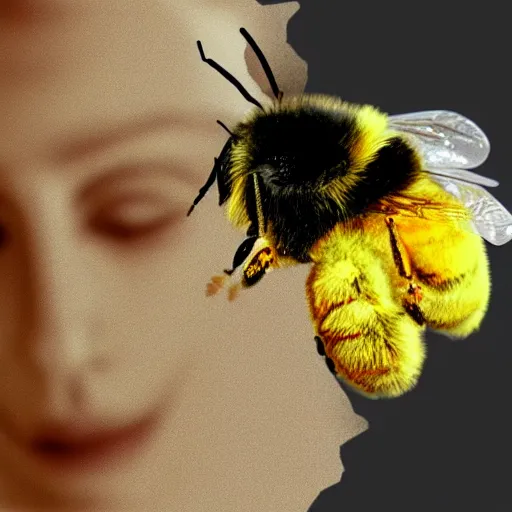 Prompt: a bee with a human head, photoshop