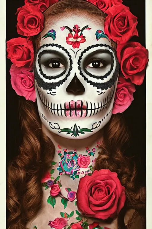 Prompt: Illustration of a sugar skull day of the dead girl, art by hugh kretschmer