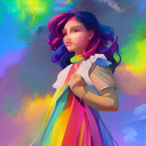 Image similar to painted portrait of a rainbow brite, fantastically pastel colors, octane render, matte painting concept art, official fanart behance hd artstation by jesper elsing, by rhads and makoto shinkai and lois van baarle and ilya kuvshinov and rossdraws