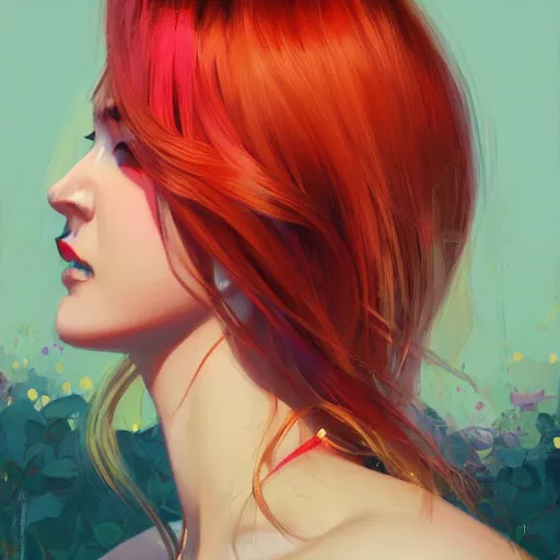 Image similar to half - flame woman with cute - fine - face, pretty face, multicolored hair, realistic shaded perfect face, fine details, fine details, by realistic shaded lighting poster by ilya kuvshinov katsuhiro otomo, magali villeneuve, artgerm, jeremy lipkin and michael garmash and rob rey